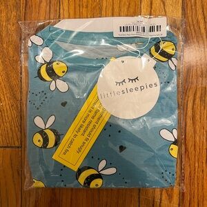 Little Sleepies Teal Bees Two Piece Pajama Set 3T NIB